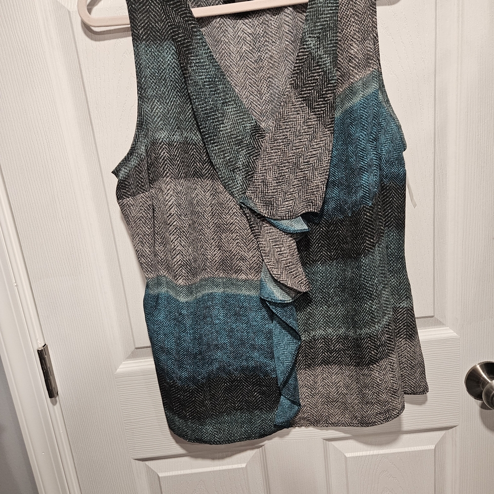 Worthington Teal and Gray Patterned Top